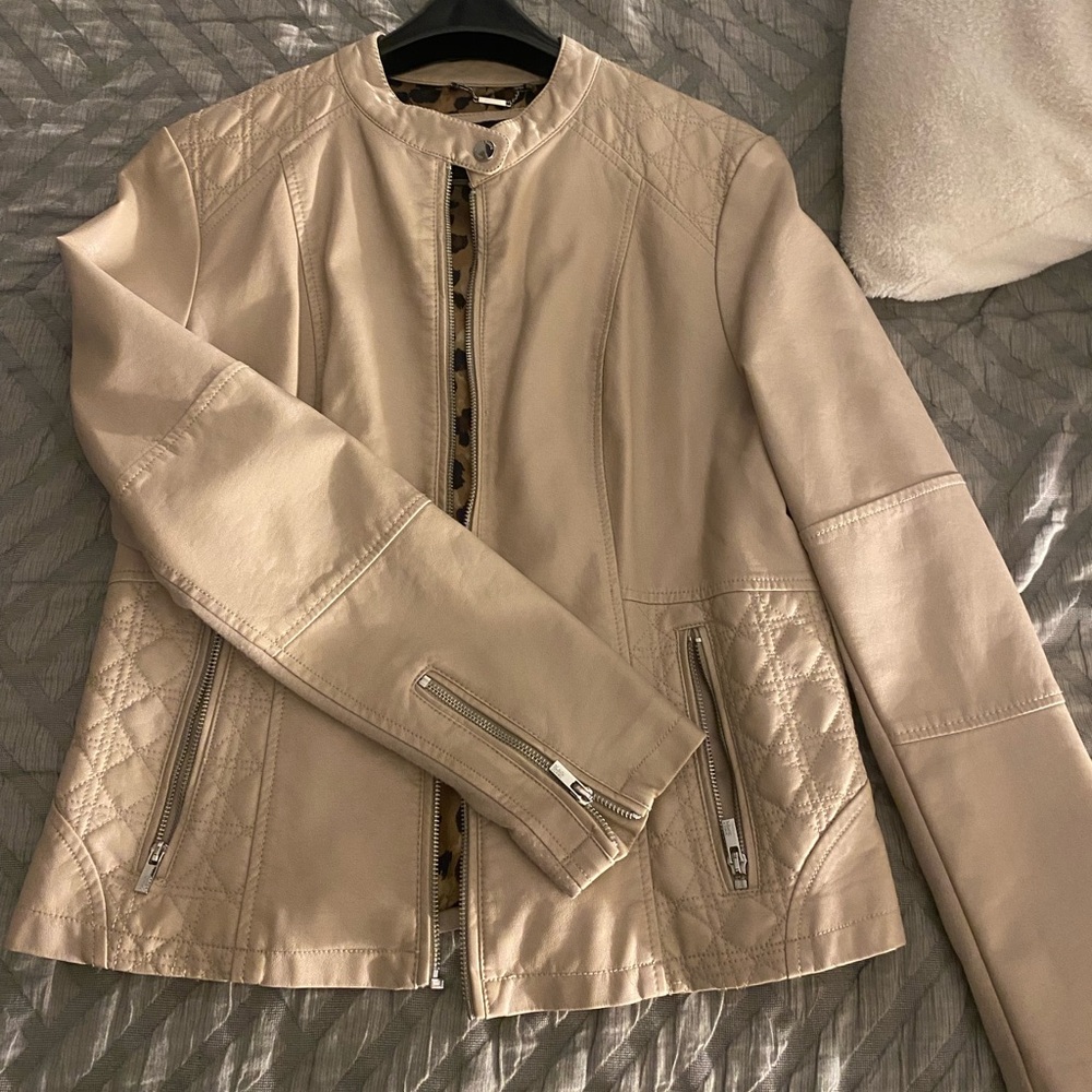 Beige fake leather jacket